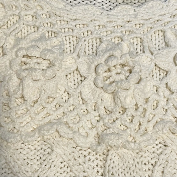 Vintage | Floral Lattice Cable Knit Cottonn Blend Sweater - Picture 6 of 10